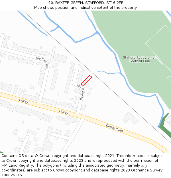 10, BAXTER GREEN, STAFFORD, ST16 2ER: Location map and indicative extent of plot