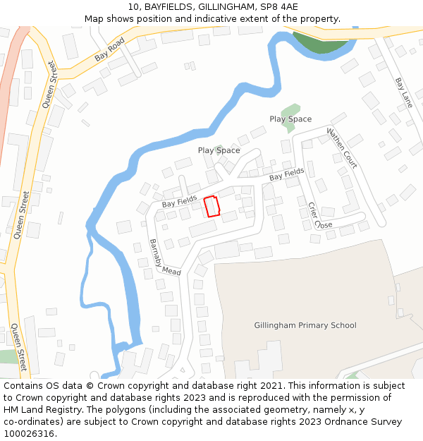 10, BAYFIELDS, GILLINGHAM, SP8 4AE: Location map and indicative extent of plot