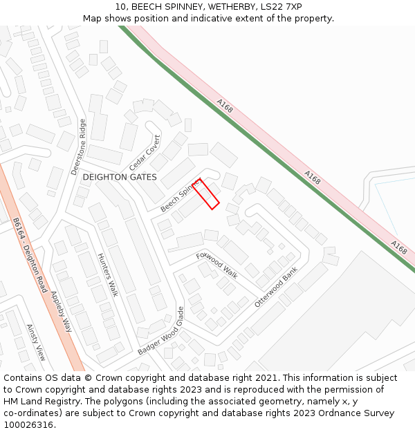 10, BEECH SPINNEY, WETHERBY, LS22 7XP: Location map and indicative extent of plot