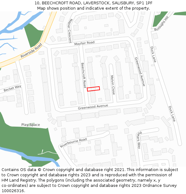 10, BEECHCROFT ROAD, LAVERSTOCK, SALISBURY, SP1 1PF: Location map and indicative extent of plot