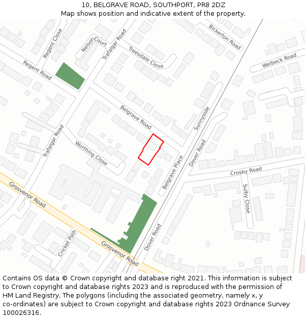 10, BELGRAVE ROAD, SOUTHPORT, PR8 2DZ: Location map and indicative extent of plot