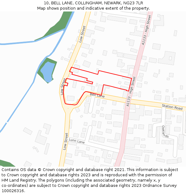 10, BELL LANE, COLLINGHAM, NEWARK, NG23 7LR: Location map and indicative extent of plot