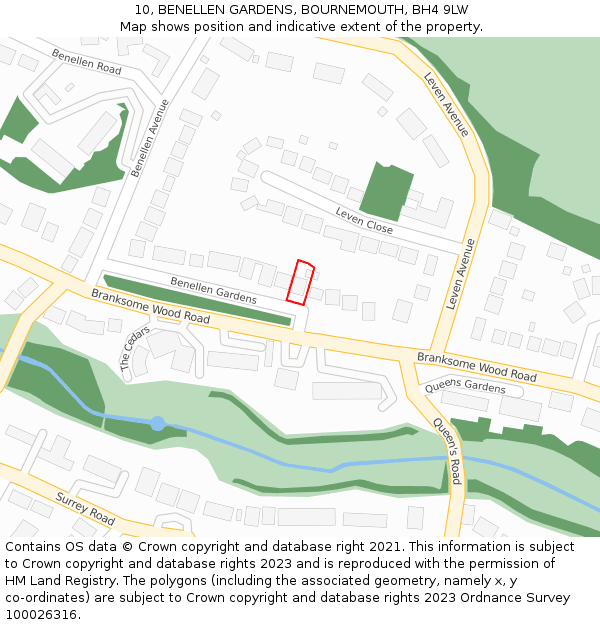 10, BENELLEN GARDENS, BOURNEMOUTH, BH4 9LW: Location map and indicative extent of plot