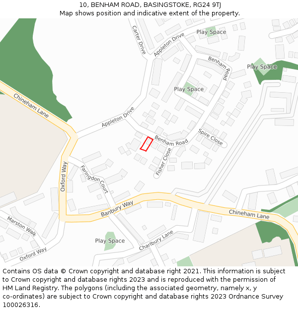 10, BENHAM ROAD, BASINGSTOKE, RG24 9TJ: Location map and indicative extent of plot