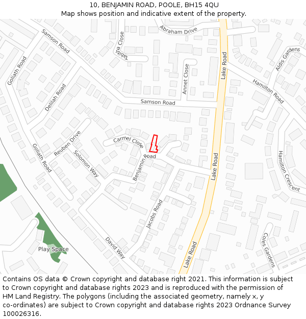 10, BENJAMIN ROAD, POOLE, BH15 4QU: Location map and indicative extent of plot