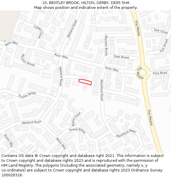 10, BENTLEY BROOK, HILTON, DERBY, DE65 5HA: Location map and indicative extent of plot