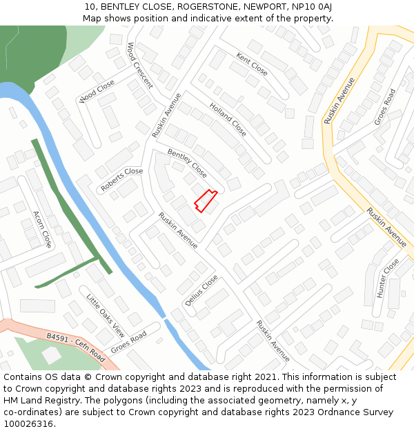 10, BENTLEY CLOSE, ROGERSTONE, NEWPORT, NP10 0AJ: Location map and indicative extent of plot