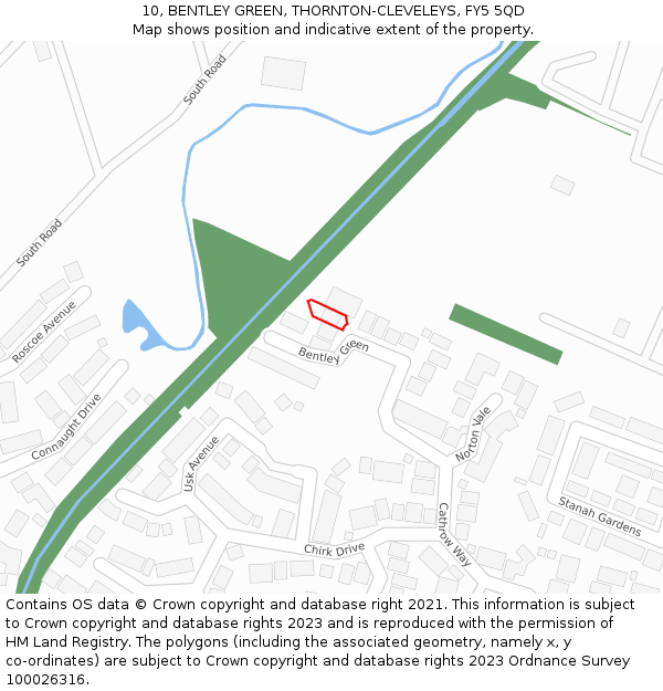 10, BENTLEY GREEN, THORNTON-CLEVELEYS, FY5 5QD: Location map and indicative extent of plot