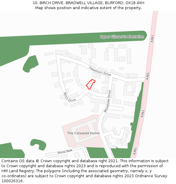 10, BIRCH DRIVE, BRADWELL VILLAGE, BURFORD, OX18 4XH: Location map and indicative extent of plot