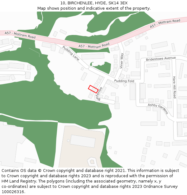 10, BIRCHENLEE, HYDE, SK14 3EX: Location map and indicative extent of plot