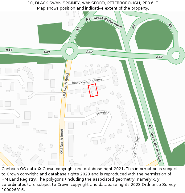 10, BLACK SWAN SPINNEY, WANSFORD, PETERBOROUGH, PE8 6LE: Location map and indicative extent of plot