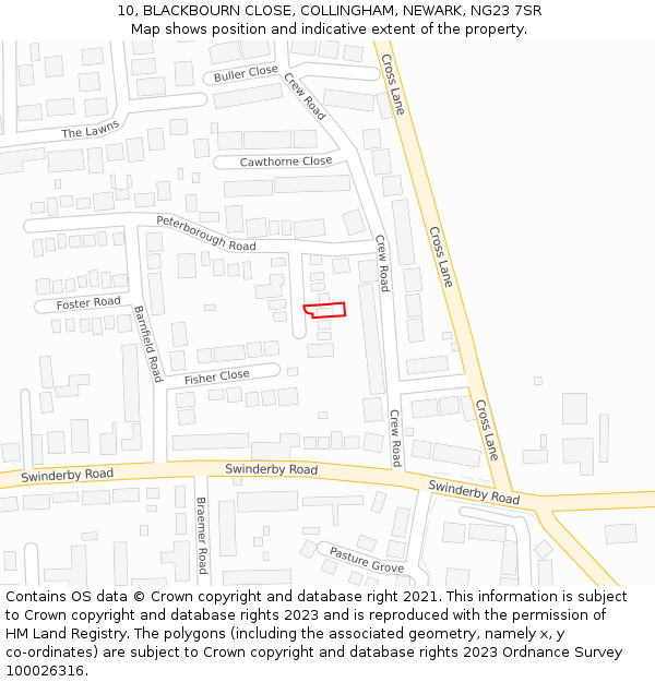 10, BLACKBOURN CLOSE, COLLINGHAM, NEWARK, NG23 7SR: Location map and indicative extent of plot