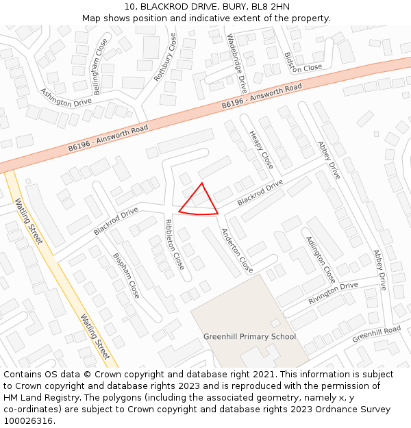 10, BLACKROD DRIVE, BURY, BL8 2HN: Location map and indicative extent of plot