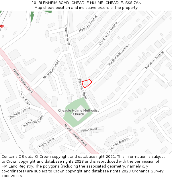 10, BLENHEIM ROAD, CHEADLE HULME, CHEADLE, SK8 7AN: Location map and indicative extent of plot