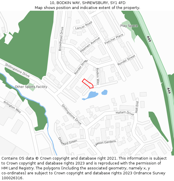 10, BODKIN WAY, SHREWSBURY, SY1 4FD: Location map and indicative extent of plot