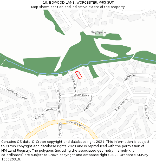 10, BOWOOD LANE, WORCESTER, WR5 3UT: Location map and indicative extent of plot