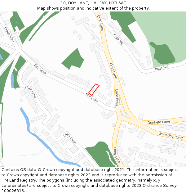 10, BOY LANE, HALIFAX, HX3 5AE: Location map and indicative extent of plot