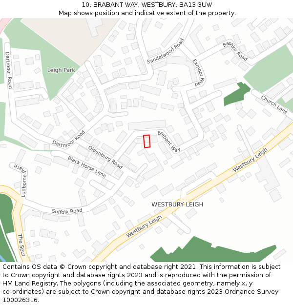 10, BRABANT WAY, WESTBURY, BA13 3UW: Location map and indicative extent of plot