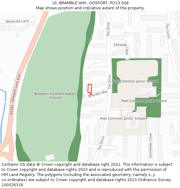 10, BRAMBLE WAY, GOSPORT, PO13 0QE: Location map and indicative extent of plot