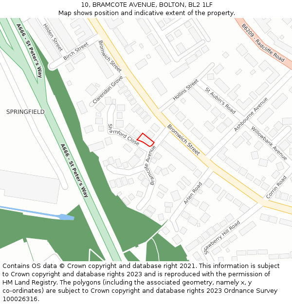 10, BRAMCOTE AVENUE, BOLTON, BL2 1LF: Location map and indicative extent of plot