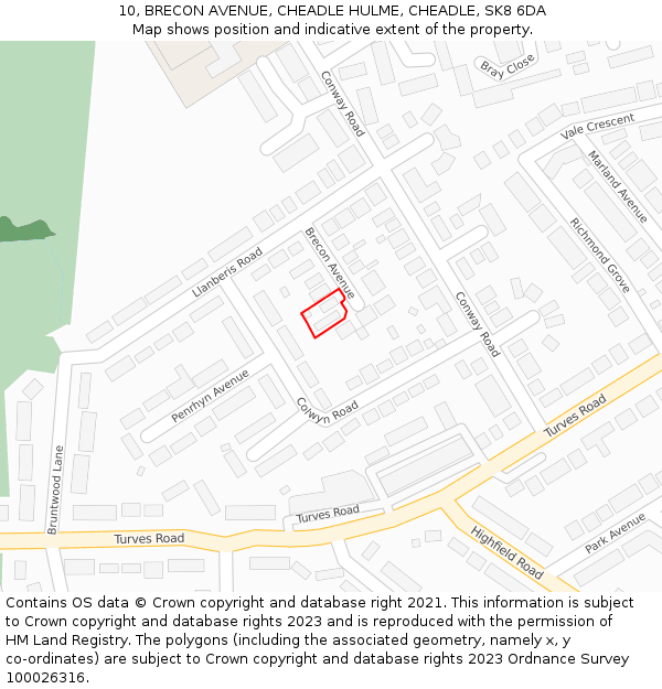 10, BRECON AVENUE, CHEADLE HULME, CHEADLE, SK8 6DA: Location map and indicative extent of plot