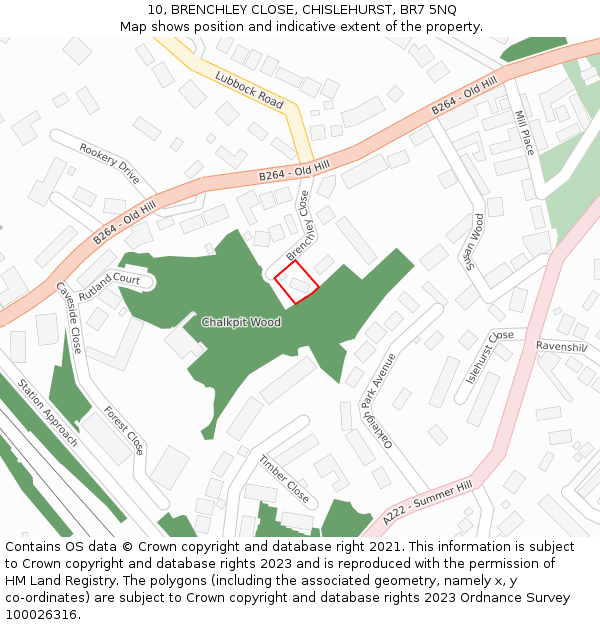 10, BRENCHLEY CLOSE, CHISLEHURST, BR7 5NQ: Location map and indicative extent of plot