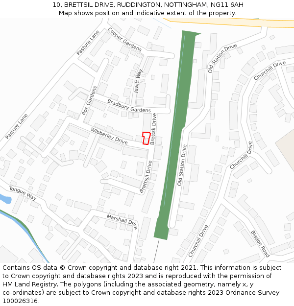 10, BRETTSIL DRIVE, RUDDINGTON, NOTTINGHAM, NG11 6AH: Location map and indicative extent of plot