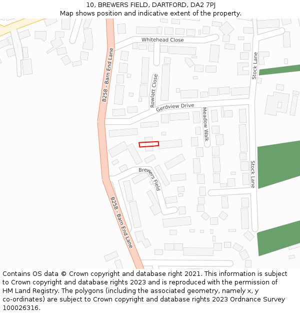 10, BREWERS FIELD, DARTFORD, DA2 7PJ: Location map and indicative extent of plot