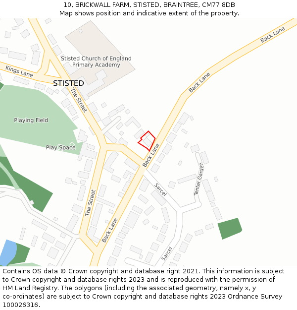 10, BRICKWALL FARM, STISTED, BRAINTREE, CM77 8DB: Location map and indicative extent of plot