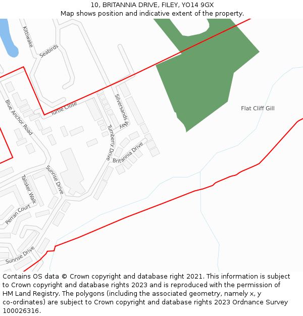 10, BRITANNIA DRIVE, FILEY, YO14 9GX: Location map and indicative extent of plot