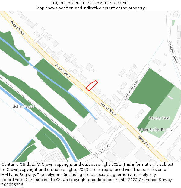 10, BROAD PIECE, SOHAM, ELY, CB7 5EL: Location map and indicative extent of plot