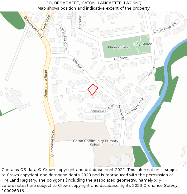 10, BROADACRE, CATON, LANCASTER, LA2 9NQ: Location map and indicative extent of plot