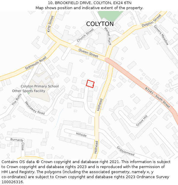 10, BROOKFIELD DRIVE, COLYTON, EX24 6TN: Location map and indicative extent of plot