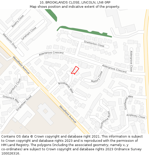 10, BROOKLANDS CLOSE, LINCOLN, LN6 0RP: Location map and indicative extent of plot