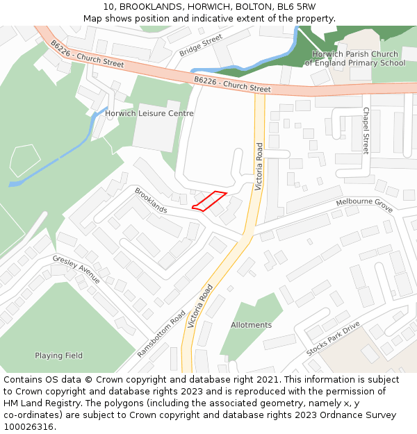 10, BROOKLANDS, HORWICH, BOLTON, BL6 5RW: Location map and indicative extent of plot