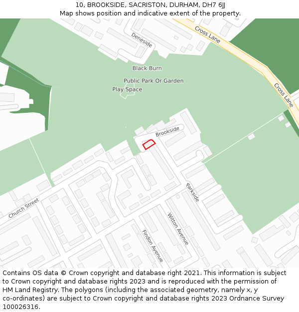 10, BROOKSIDE, SACRISTON, DURHAM, DH7 6JJ: Location map and indicative extent of plot