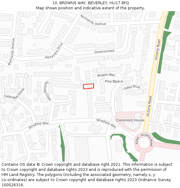 10, BROWNS WAY, BEVERLEY, HU17 8FQ: Location map and indicative extent of plot