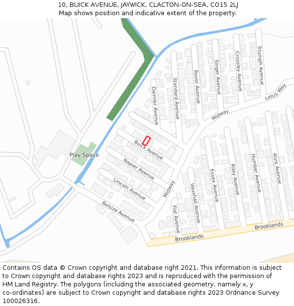 10, BUICK AVENUE, JAYWICK, CLACTON-ON-SEA, CO15 2LJ: Location map and indicative extent of plot