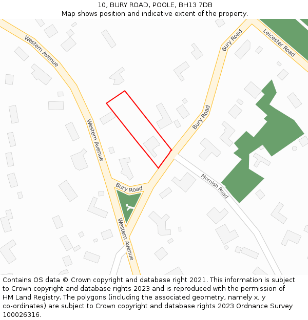 10, BURY ROAD, POOLE, BH13 7DB: Location map and indicative extent of plot