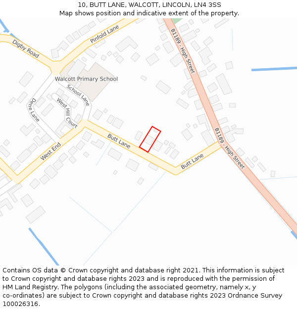 10, BUTT LANE, WALCOTT, LINCOLN, LN4 3SS: Location map and indicative extent of plot