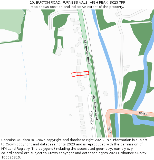 10, BUXTON ROAD, FURNESS VALE, HIGH PEAK, SK23 7PF: Location map and indicative extent of plot