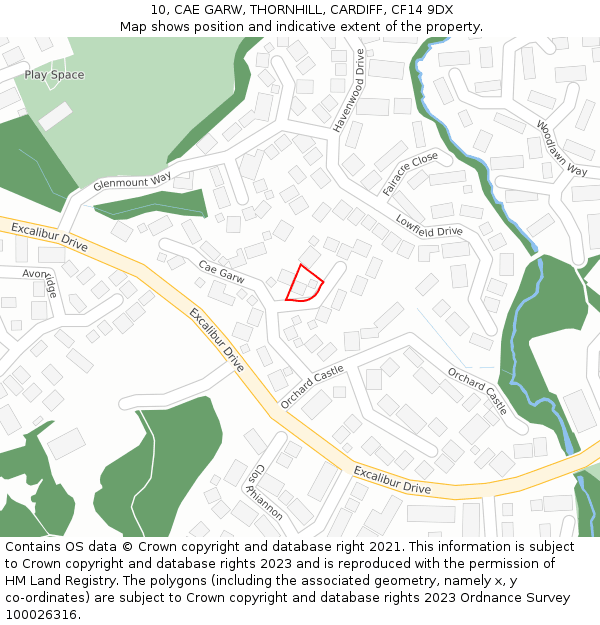 10, CAE GARW, THORNHILL, CARDIFF, CF14 9DX: Location map and indicative extent of plot