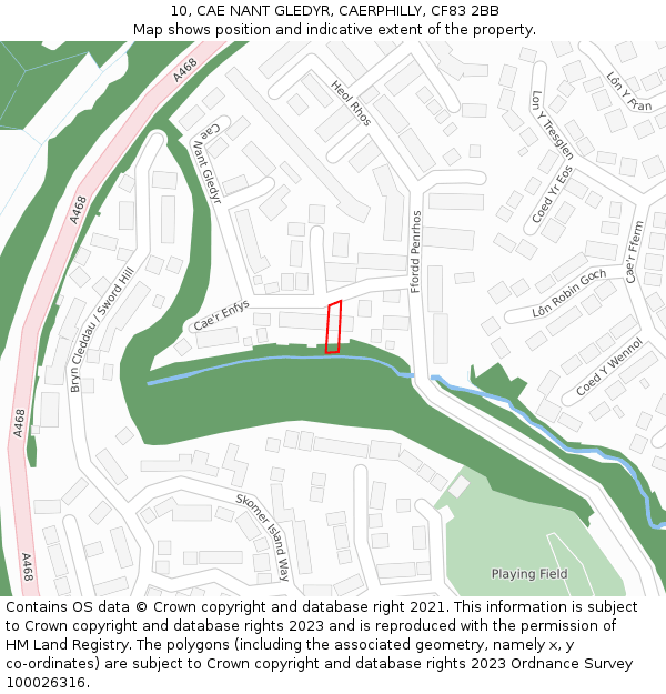 10, CAE NANT GLEDYR, CAERPHILLY, CF83 2BB: Location map and indicative extent of plot
