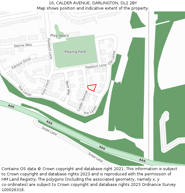 10, CALDER AVENUE, DARLINGTON, DL2 2BY: Location map and indicative extent of plot