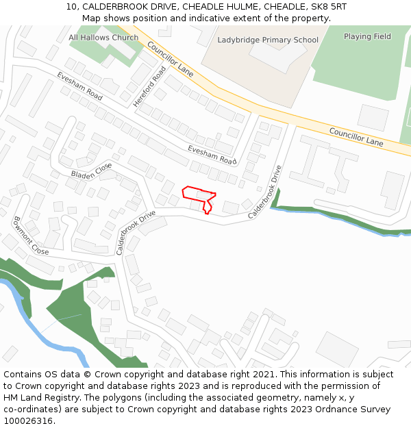 10, CALDERBROOK DRIVE, CHEADLE HULME, CHEADLE, SK8 5RT: Location map and indicative extent of plot