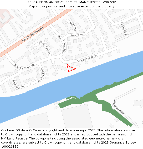 10, CALEDONIAN DRIVE, ECCLES, MANCHESTER, M30 0SX: Location map and indicative extent of plot
