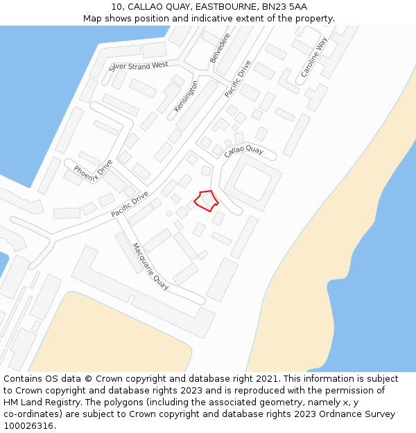 10, CALLAO QUAY, EASTBOURNE, BN23 5AA: Location map and indicative extent of plot