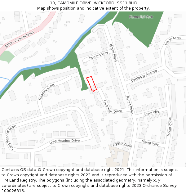 10, CAMOMILE DRIVE, WICKFORD, SS11 8HD: Location map and indicative extent of plot