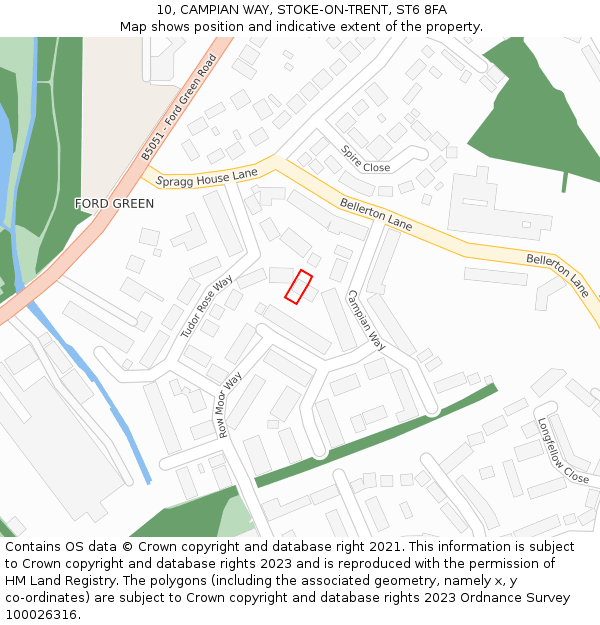 10, CAMPIAN WAY, STOKE-ON-TRENT, ST6 8FA: Location map and indicative extent of plot