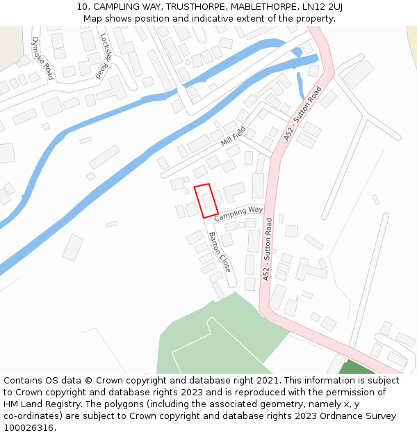 10, CAMPLING WAY, TRUSTHORPE, MABLETHORPE, LN12 2UJ: Location map and indicative extent of plot